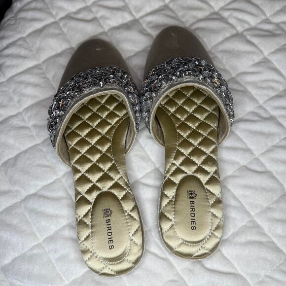 Birdies The Songbird Snow Crystal Velvet Bridal Slides - Size 7 - Picture 4 of 13